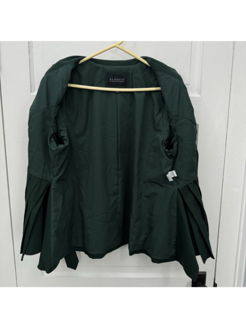 ELOQUII Womens 18 Green Pleat Waist Belted Blazer Jacket Open - Picture 4 of 9